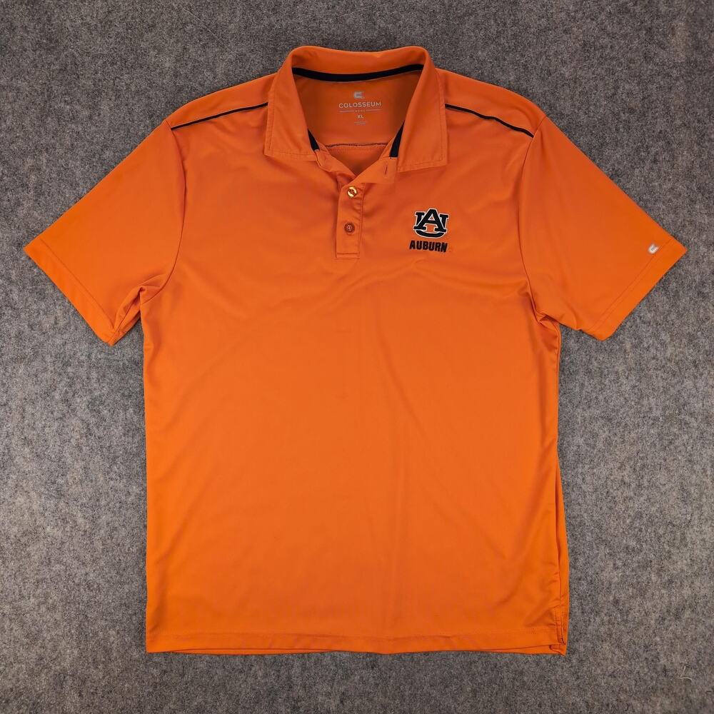 Auburn Tigers Shirt Mens XL Orange NCAA Football Polo Colosseum Performance
